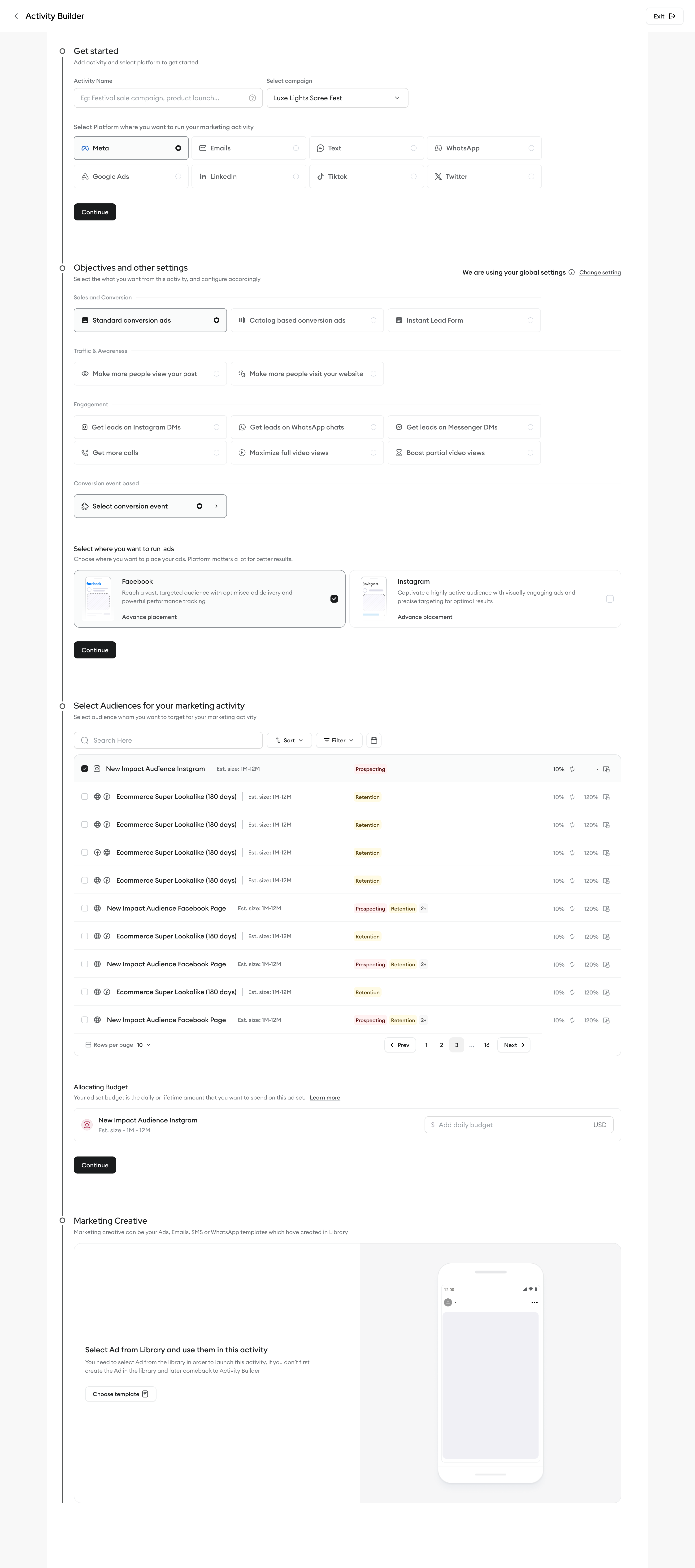 Activity builder